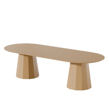Load image into Gallery viewer, 86" Natural Wood Double Pedestal Base Oval Dining Table
