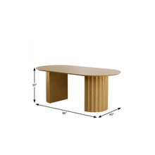 Load image into Gallery viewer, 86" Natural Wood Double Pedestal Base Oval Dining Table

