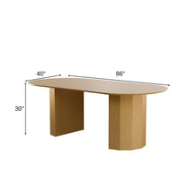 Load image into Gallery viewer, 86" Natural Wood Double Pedestal Base Oval Dining Table
