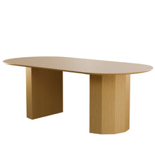 Load image into Gallery viewer, 86" Natural Wood Double Pedestal Base Oval Dining Table
