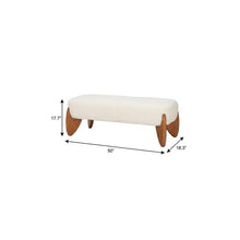 Load image into Gallery viewer, 50" Ivory and Brown Boucle and Solid Wood Upholstered Bench
