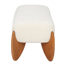 Load image into Gallery viewer, 50" Ivory and Brown Boucle and Solid Wood Upholstered Bench

