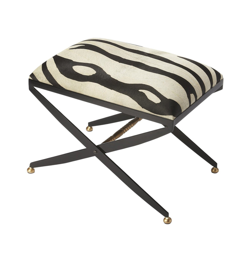 Cotton Blend And Black Ottoman - Black / White