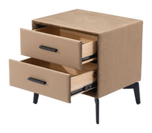 Load image into Gallery viewer, 20" Velvet Wood And Steel End Table With Two Drawers - Brown And Black
