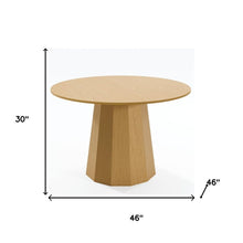 Load image into Gallery viewer, 46" Oak Wood Pedestal Base Straight Edge Round Top Dining Table
