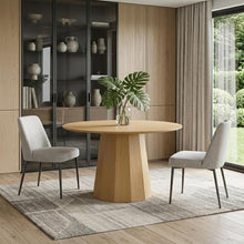 Load image into Gallery viewer, 46" Oak Wood Pedestal Base Straight Edge Round Top Dining Table
