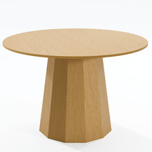 Load image into Gallery viewer, 46" Oak Wood Pedestal Base Straight Edge Round Top Dining Table
