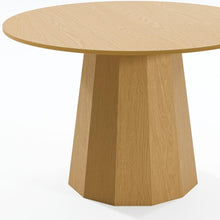 Load image into Gallery viewer, 46" Oak Wood Pedestal Base Straight Edge Round Top Dining Table
