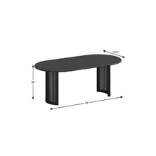 Load image into Gallery viewer, 79" Black Solid Wood With Rattan Double Pedestal Base Oval Dining Table
