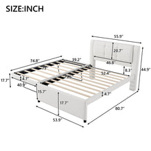 Load image into Gallery viewer, Upholstery Platform Bed With Trundle, Trundle Can Be Flat Or Erected

