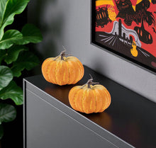 Load image into Gallery viewer, Plastic Pumpkin Thanksgiving Pumpkin Tabletop Sculpture (Set of 2) - Orange / Yellow
