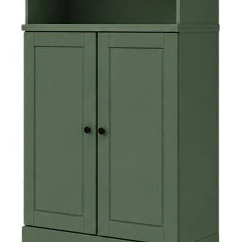 Solid Wood Adjustable Six Tier Library Bookcase With Two Doors (745686) - Green