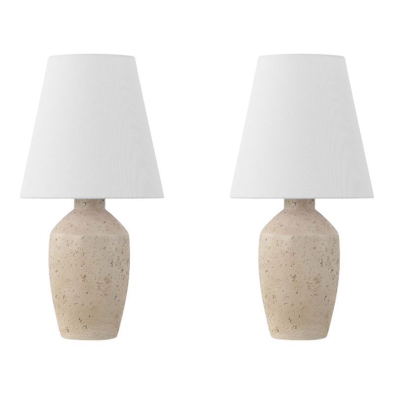 19" Urn Bedside Lamps With Empire Shades (Set of 2) - Cream / White
