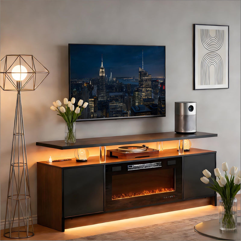 Wood Fireplace Entertainment Center With Fireplace (723794) - Black
