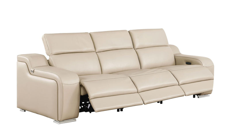 Reclining Steel USB Sofa - Beige