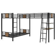 Load image into Gallery viewer, L-Shaped Twin over Twin Bunk Bed with Twin Size Loft Bed with Desk and Shelf ,Brown
