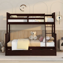 Load image into Gallery viewer, Twin-Over-Full Bunk Bed with Ladders and Two Storage Drawers(Espresso)( old sku:LT000165AAP）
