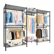 Load image into Gallery viewer, Heavy Duty Garment Rack With 8 Adjustable Wire Shelves And 5 Clothes Rails, Freestanding Closet Organizer Metal - Black
