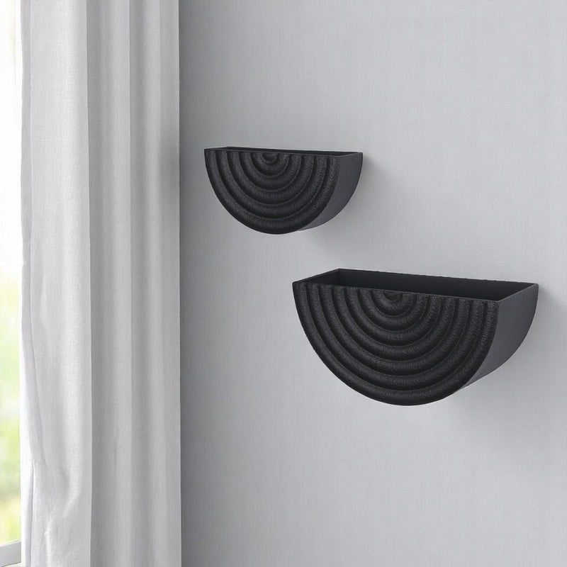Geometric Half Moon Wall Planters (Set of 2) - Black