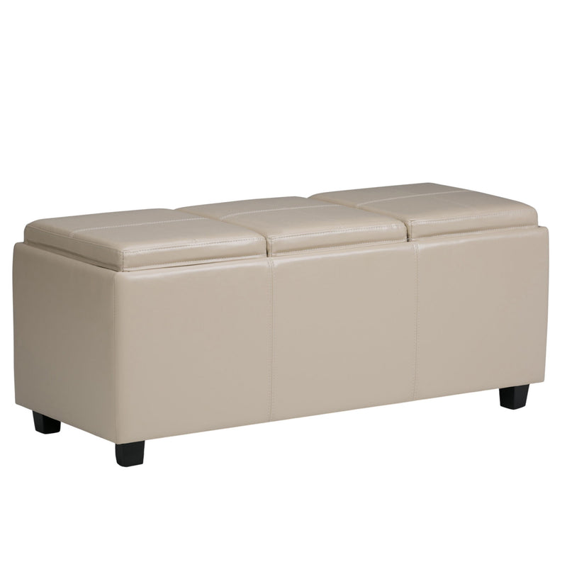 42" Upholstery Storage Ottoman - Dark Brown / Cream