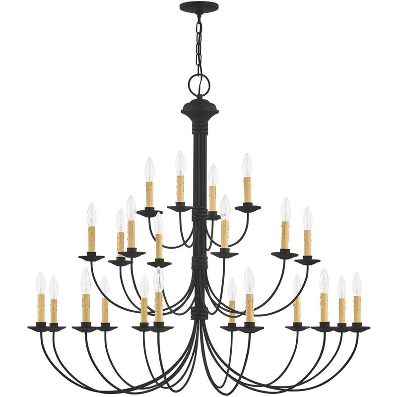 40" Multi Light Dimmable Chandelier With Shades - Black