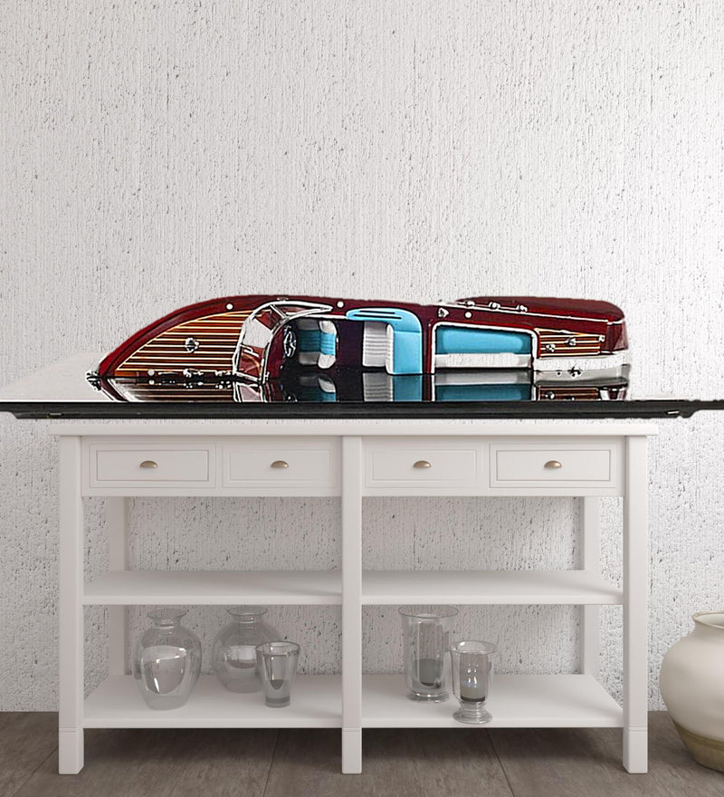 Riva Aquarama Half Hull Hand Painted Decorative Boat - Brown / Aqua