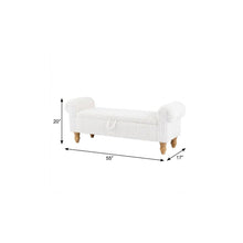 Load image into Gallery viewer, 55" White and Brown Corduroy and Solid Wood Upholstered Storage Bench With Flip Top
