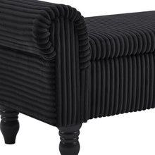 Load image into Gallery viewer, 55" White and Brown Corduroy and Solid Wood Upholstered Storage Bench With Flip Top

