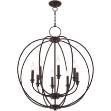 Load image into Gallery viewer, Eight Light Metal Dimmable Chandelier With Shades - Bronze
