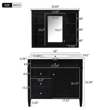 Load image into Gallery viewer, Bathroom Vanity With Mirror Cabinet, Single Sink With 2 Soft Closing Doors And 4 Drawers
