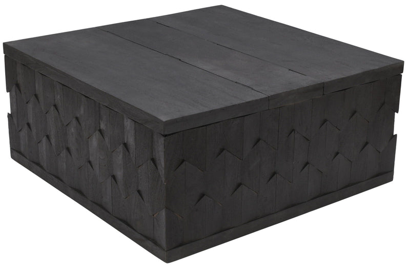 Solid Wood Square Distressed Coffee Table - Dark Gray