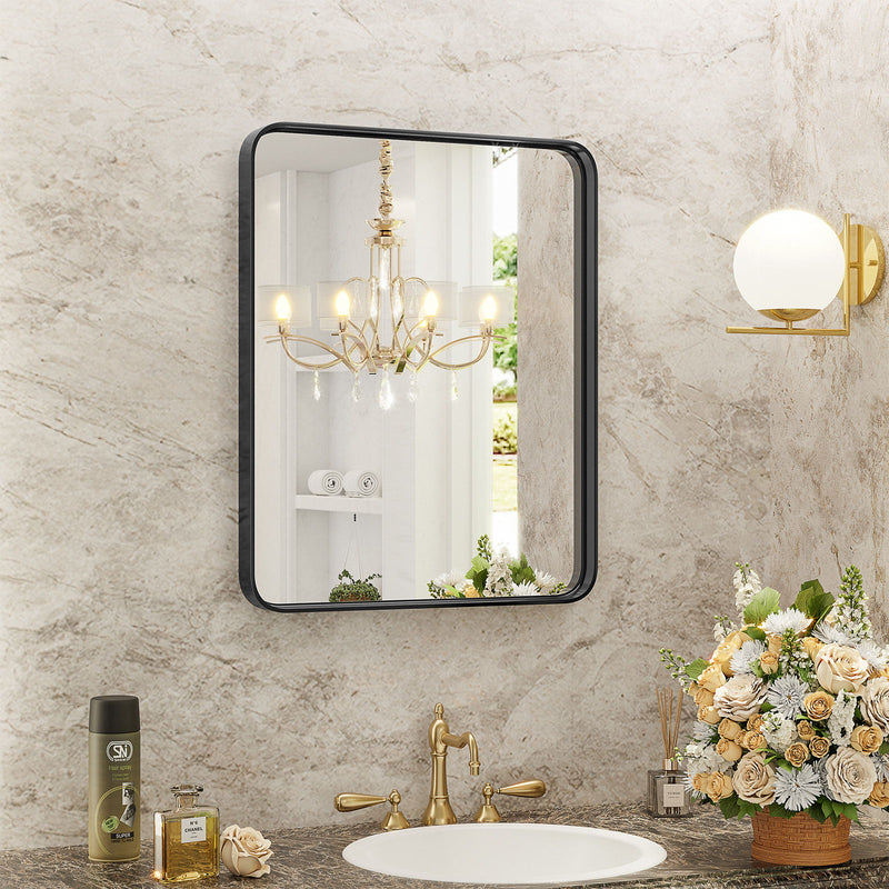 35" Metal Framed Bathroom Vanity Mirror - Black