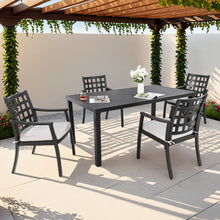 Load image into Gallery viewer, 5 Pieces Outdoor Patio Dining Set, Rectangular Table And 4 Stationary Dining Chairs - Ember Black
