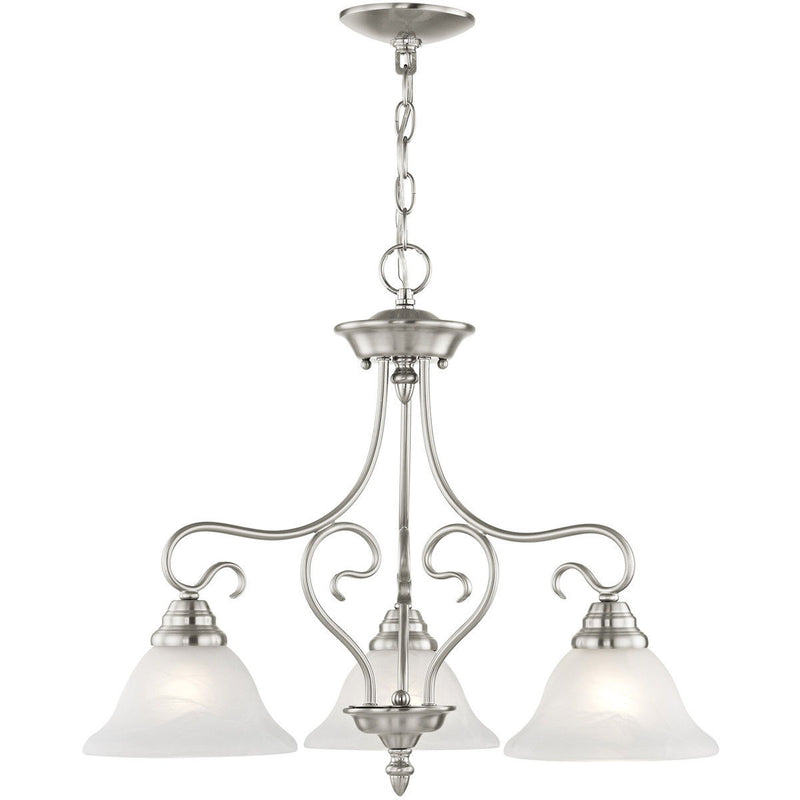 21" Three Light Dimmable Chandelier With Shades - Nickel