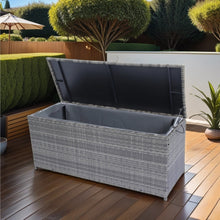 Load image into Gallery viewer, Outdoor Storage Box, 113 Gallon Wicker Patio Deck Boxes with Lid, Outdoor Cushion Storage for Kids Toys, Pillows, Towel Grey Wicker
