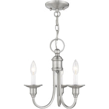 Load image into Gallery viewer, 14" Three Light Metal Dimmable Chandelier With Shades - Nickel
