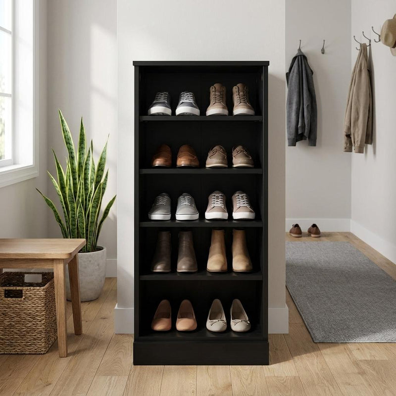 Ten Pair Solid Woodshoe Storage Cabinet (752044) - Black
