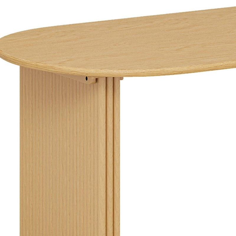 67" Solid Wood Mirrored Pedestal Base Oval Dining Table - Natural
