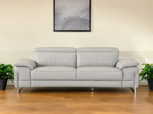 Load image into Gallery viewer, Sofa Italian Leather With Silver Legs - Light Gray
