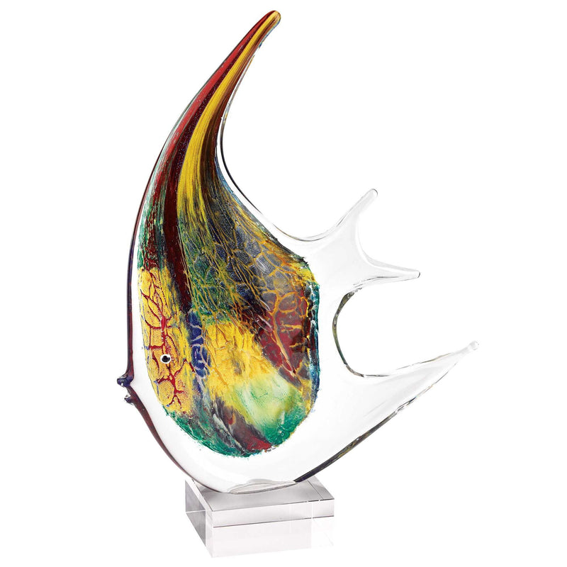 Murano Fish Figurine Tabletop Sculpture - Red / Yellow