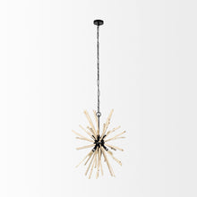 Load image into Gallery viewer, Wood And Metal Starburst Six Bulb Hanging Light - Brown / Black
