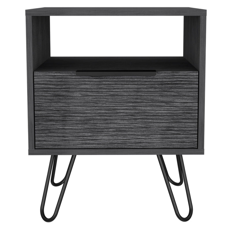 17.7" x 13.7" x 22.2" Faux Wood Nightstand With Storage - Gray