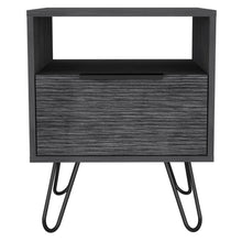Load image into Gallery viewer, 17.7" x 13.7" x 22.2" Faux Wood Nightstand With Storage - Gray
