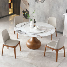 Load image into Gallery viewer, Dining Table, Round With Lazy Susan For Dining Room - Walnut / White
