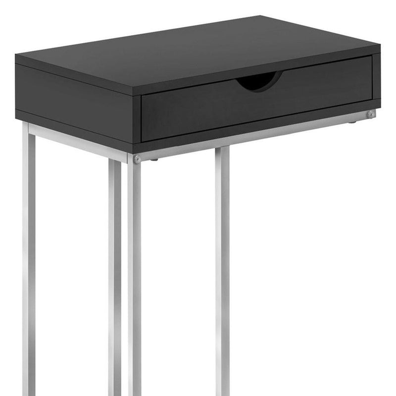 Laminate And Iron End Table With Drawer - Black And Silver
