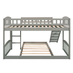 Twin Over Twin Bunk Bed with Slide and Ladder, Gray(OLD SKU :LP000514AAE)