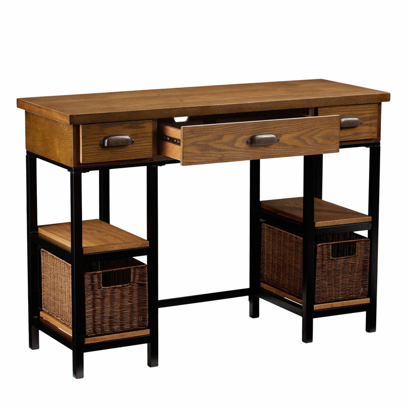 Writing Desk With Three Drawers - Gray / Black