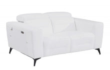 Load image into Gallery viewer, Italian Leather Power Reclining Loveseat - White / Black
