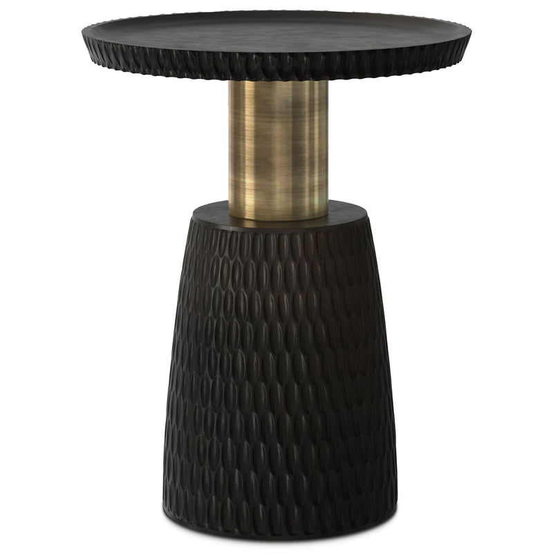 Metal Round End Table - Black / Gold