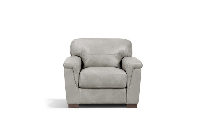 Genuine Leather Arm Chair - Gray And Brown